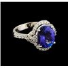 Image 1 : 3.60 ctw Tanzanite and Diamond Ring - 14KT White Gold