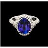 Image 2 : 3.60 ctw Tanzanite and Diamond Ring - 14KT White Gold