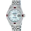 Image 2 : Rolex Ladies Stainless Steel Blue MOP Diamond & Ruby Datejust Wristwatch