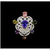 Image 2 : 6.40 ctw Multi Gemstone and Diamond Ring - 14KT White And Yellow Gold