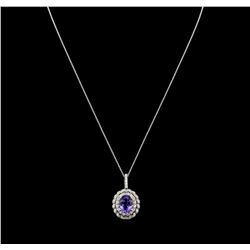 5.23 ctw Tanzanite and Diamond Pendant With Chain - 14KT White Gold