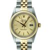 Image 1 : Rolex Mens 2 Tone 14K Champagne Tapestry Index 36MM Datejust Wristwatch With Rol