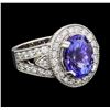 Image 1 : 5.46 ctw Tanzanite and Diamond Ring - 14KT White Gold