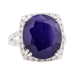 15.10 ctw Sapphire and Diamond Ring - 14KT White Gold