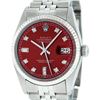 Image 1 : Rolex Mens Stainless Red Diamond 36MM Datejust Wristwatch