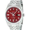 Image 2 : Rolex Mens Stainless Red Diamond 36MM Datejust Wristwatch