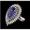 Image 1 : GIA Cert 8.48 ctw Tanzanite and Diamond Ring - 14KT White Gold