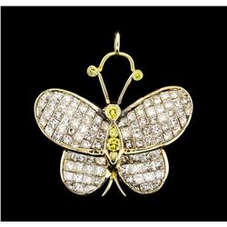 7.00 ctw Diamond Butterfly Pendant - 18KT Yellow Gold