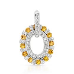 14k White Gold 2.32CTW Yellow Sapphire and Diamond Pendant, (SI2-SI3/Yellow/H-I)