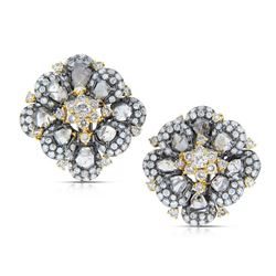 18k Two Tone Gold  6.31CTW Diamond and Sliced Dia Earrings