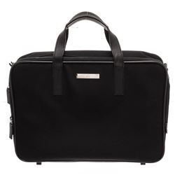 Gucci Black Nylon Leather Trim Dual Handle Briefcase