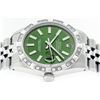 Image 8 : Rolex Mens Stainless Steel 36MM Green Index Pyramid Diamond Datejust Wristwatch