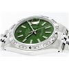 Image 9 : Rolex Mens Stainless Steel 36MM Green Index Pyramid Diamond Datejust Wristwatch