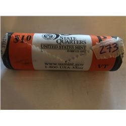 10 Dollar US Mint Roll Vermont P State Quarters