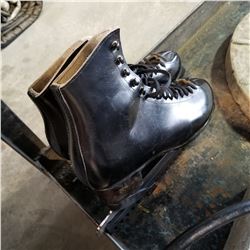 VINTAGE BLACK LEATHER MENS FIGURE SKATES SIZE 12.5