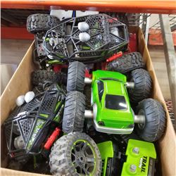 BOX OF RC CARS AND DRONES