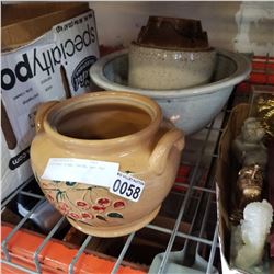 POTTERY SINK, CROCK, AND POT