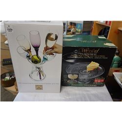 7 PIECE CHAMPAGNE BOUQUET SET AND WEXFORD 2 PIECE FOOTED CAKE SET
