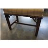 Image 2 : WOODEN CARVED STOOL W/ BEIGE CUSHIONS