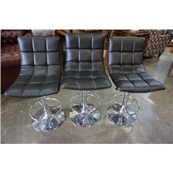 3 BLACK GAS LIFT BAR STOOLS