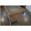 Image 1 : WICKER END TABLE W/ GLASS INSERT