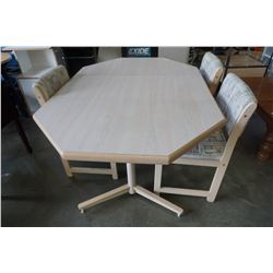 HEXAGON DINING TABLE W/ LEAF AND 3 CHAIRS