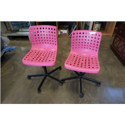 2 PINK ROLLING OFFICE CHAIRS