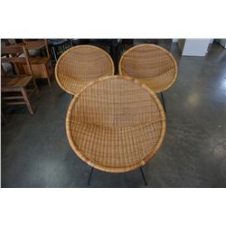 3 WICKER BASKET CHAIRS