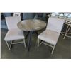 Image 1 : ROUND WOOD AND METAL BASE TABLE AND 2 DINING CHAIRS
