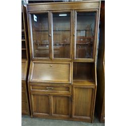 WALNUT DROP FRONT DISPLAY CABINET