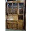 Image 1 : WALNUT DROP FRONT DISPLAY CABINET