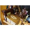 Image 2 : LOT OF CLOCKS, FIGURES, MUSICAL JEWELLERY BOX, AND WOOD CARVING