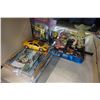Image 1 : LEGO FIGURES, BOOKLETS, STARWARS CARD GAME W/ BOBBLE HEAD, AND DIE CAST CARS
