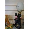 Image 2 : BOX LOT OF BANKERS LAMP, BAR LAMP, AND ROYAL HAEGAR CERAMIC FIGURE W/ SOME REPAIR