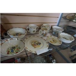 LOT OF BUNNYKINS, BOWLS, CUPS, AND SPOON