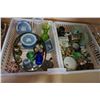 Image 1 : 2 TRAYS OF COLLECTIBLES, ART GLASS PAPER WEIGHTS, WEDGEWOOD PLATES