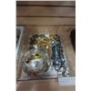 Image 1 : TRAY OF NECKLACES, AND JAR OF PINS AND COINS