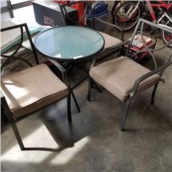 HAMPTON BAY FOLDING PATIO TABLE W/ 3 STACKING CHAIRS