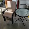 Image 1 : HAMPTON BAY FOLDING PATIO TABLE W/ 3 STACKING CHAIRS, 2 CUSHIONS