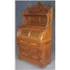 Image 1 : 1 EASTLAKE CARVED WALNUT CYLINDER ROLL DESK with 