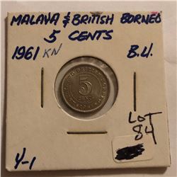 1961 British Borneo 5 Cents in Brilliant Uncirculated Grade