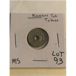 Vintage Kansas Tax Token in MS High Grade