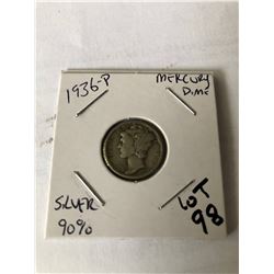 1936 P Silver Mercury Dime Nice Early US Coin