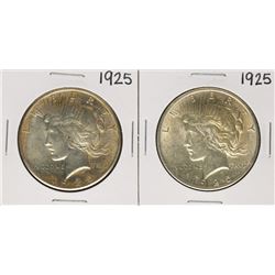 Lot of (2) 1925 $1 Peace Silver Dollar Coins