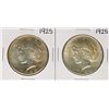 Image 1 : Lot of (2) 1925 $1 Peace Silver Dollar Coins