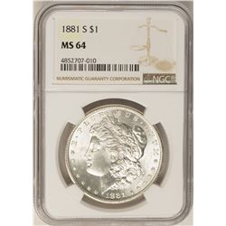 1881-S $1 Morgan Silver Dollar Coin NGC MS64