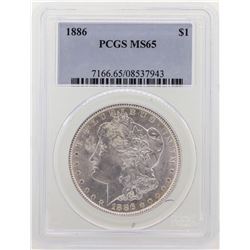 1886 $1 Morgan Silver Dollar Coin PCGS MS65