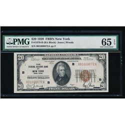 1929 $20 New York Federal Reserve Bank Note PMG 65EPQ