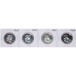 Lot of (4) 1963 Proof Franklin Half Dollar Coins