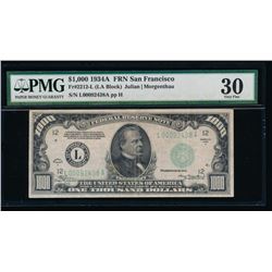 1934A $1000 San Francisco Federal Reserve Note PMG 30